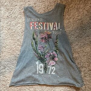 Abercrombie & Fitch Gray 'Summer Festival' Floral Graphic Tank